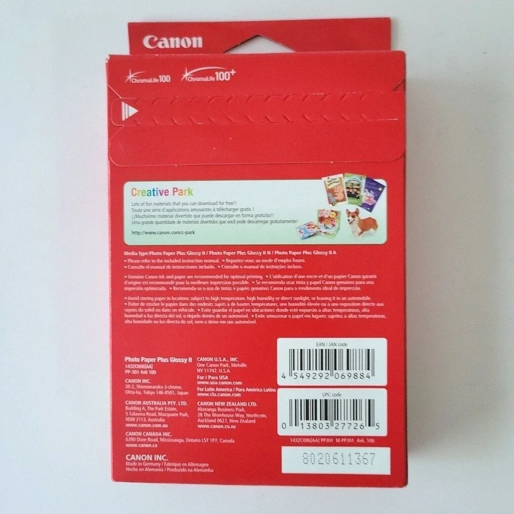 Canon Plus Glossy II PP-301 Inkjet Print Photo Paper - 100 Sheets